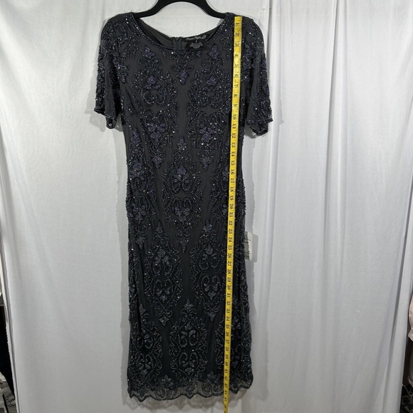 NEW $228 Pisarro Nights [‎ 2 ] Short Sleeve Beaded Midi Dress in Slate - Picture 6 of 14